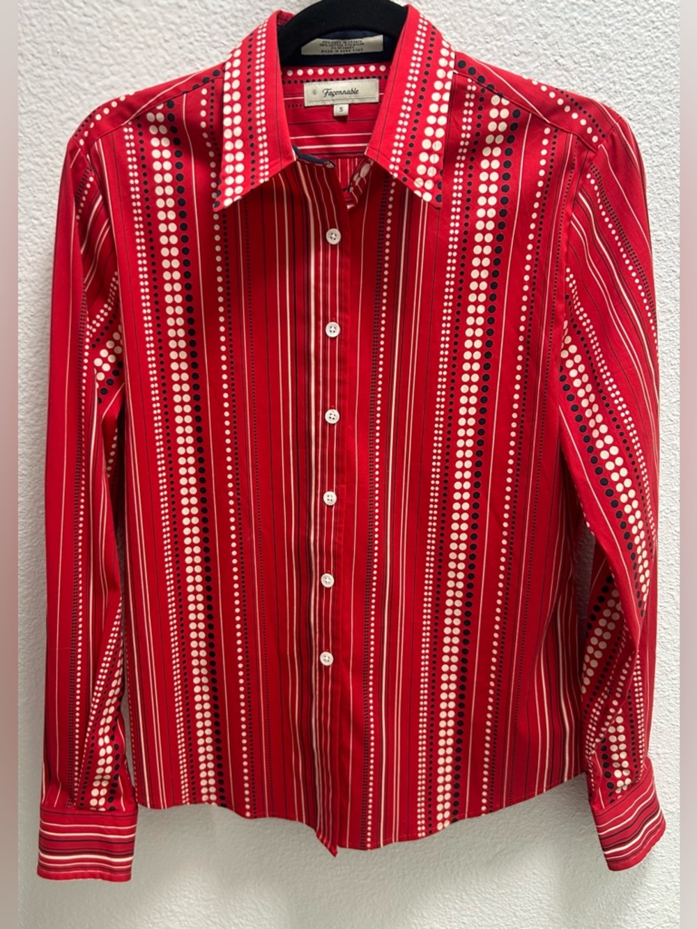 Faconnable Red Striped & Polka Dot Button-Down Shirt